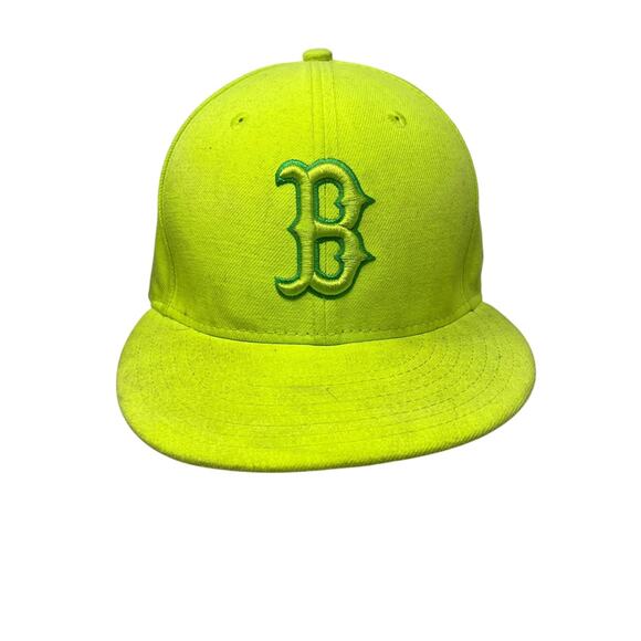 Boston Red Sox Hat New Era 59FIFTY Men's 7 1/8 Neon Green MLB - Picture 1 of 9